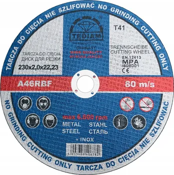 Řezný kotouč Korundový řezný kotouč na kov Tediam 230x2x22,23 mm