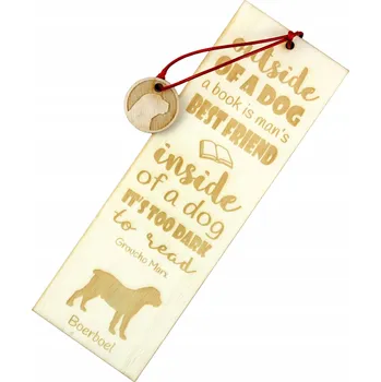Doplněk ke knize Boerboel: Gravírovaná záložka do knihy s motivem psa a jménem