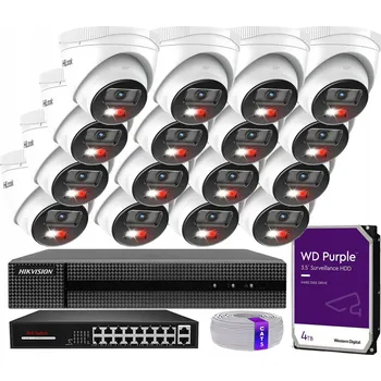 IP kamera Sada pro monitoring 16 PoE kamer 4Mpx IR/LED, rekordér s HDD 4TB, aplikace a detekce