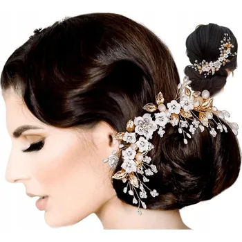 Ozdoba do vlasů Zlatý Hřebínek svatba ozdoba do vlasů s bílými květy