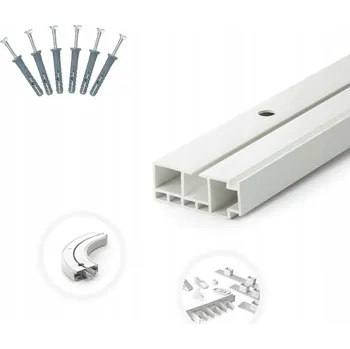 Garnýž Stropní kolejnicový Garnýž z PVC, 1 dráha, 200 cm, kompletní sada s háčky click