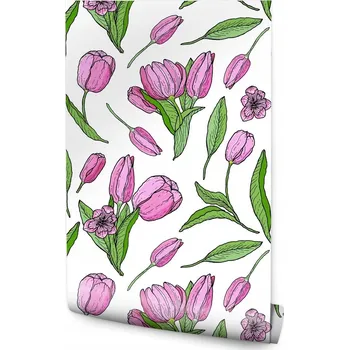 Fototapeta Tapeta do jídelny, kreslené tulipány, květiny, příroda