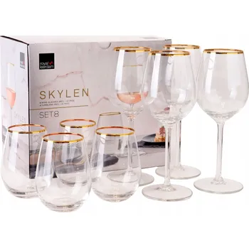 Sklenice Skleničky na bílé víno, skleničky na vodu Royal Leerdam Skylen bezbarvé, žluté 380ml 8 ks