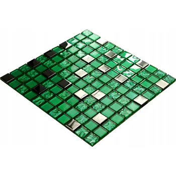 Obklad Skleněná mozaika Englass 30 cm lesklá, odstíny šedé a zelené