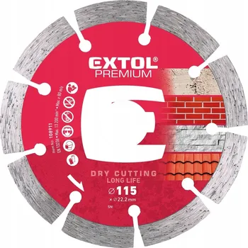 Řezný kotouč Extol Premium (108911) řezací segment s diamantovým kotoučem Long Life, 115 x 22,2 mm, suché řezání
