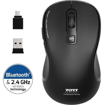 Myš PORT CONNECT ESSENTIAL, bezdrátová dobíjecí myš, Bluetooth i Wireless, černá