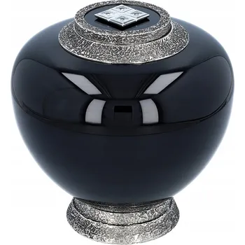 Smuteční dekorace Exkluzivní černá kremační urna s krystaly Swarovski. Skleněná urna
