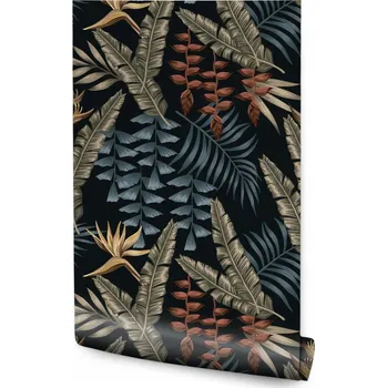 Fototapeta Ozdobná tapeta do obýváku módní TROPICKÉ LISTY