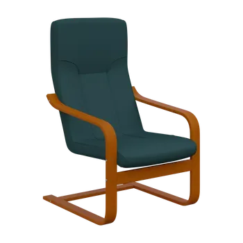 Sedací souprava BO - 1 křeslo, dřevěná kostra, moření třešeň, látka BORA 57, tyrkysová