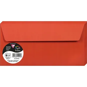Obálka Barevné obálky s pylem – Korálově červená – Formát DL – 20 Kusů – Clair