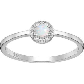 Prsten PIM stříbrný rhodiovaný prsten s laboratorně vytvořeným bílým opálem AG 925 ≤ 1,2 g Velikost prstenu: 6 (51/52)