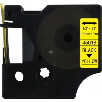 Pásek do tiskárny PÁSKA 45018 DO DYMO D1 45018 ŽLUTÁ ČERNÝ TISK 12mm AP
