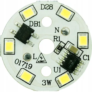 Bezpečnostní kamera LED modul SMD 3W BÍLÁ TEPLÁ nebo STUDENÁ 28mm PCB přímo na 230V