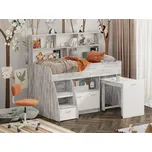 Max-i Patrová postel NATHAN 80 x 190 cm, s psacím stolem a regály Zvolte barvu:: antracit + dub tacho