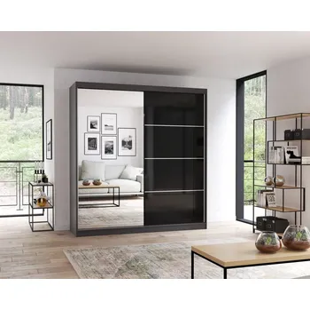 Dětská skříň Šatní skříň Multi 31 - 203 cm - grafit / černá