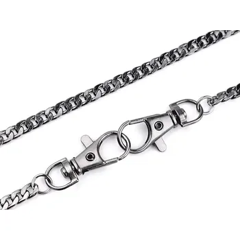 Kabelka Řetízek plochý na kabelky s karabinou délka 117 cm - černý nikl