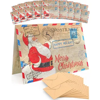 Vánoční pohlednice přání skládané 20 kusů + obálky