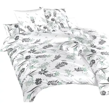 Povlečení Bavlněné povlečení Agáta mentolová na bílém 140x200 70x90