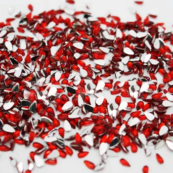 Zirkony na nehty Kapka Luzem Červená 1,5 mm x 3 mm 1000 kusů