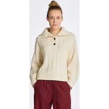 Dámský svetr ROLÁK GANT CABLE TEXTURE BUTTONED ROLL NECK CREAM