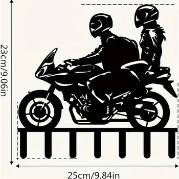 Věšák Nástěnný věšák na motorku – Dekorativní kovový organizér