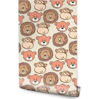 Tapeta 10m TAPETA Pro Děti - Veselí Medvídci Lvi a Opice