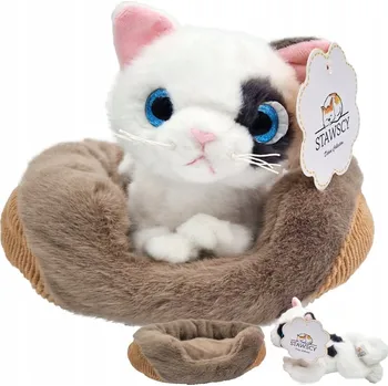 plyšák PLYŠOVÁ SADA BÍLÉ KOŤÁTKO NA POLŠTÁŘI plyšová hračka JAKO ŽIVÁ plyšák DÁREK