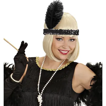 Karnevalový doplněk Černá dámská čelenka, 20.léta