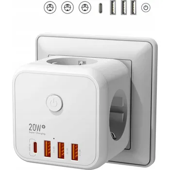 Elektrická zásuvka Prodlužovací kabel 7v1 Magic Cube – 3 zásuvky, 3 USB, 1 USB-C
