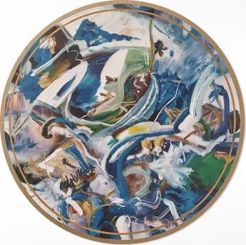 Obraz Kulatý Koberec Vinyl PVC průměr 50 cm - Malířská abstrakce, expresivní stopy barev