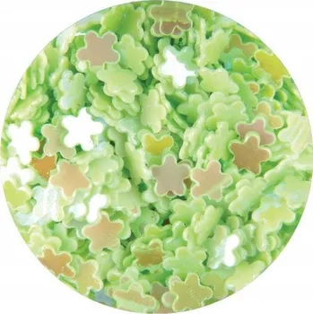 Holografické květinky na nehty Zelené