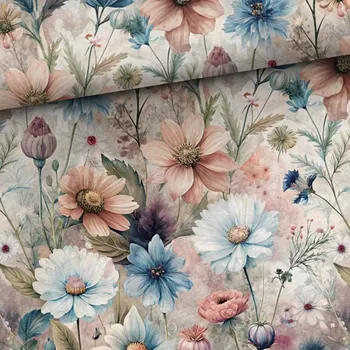 Galanterie Teplákovina Vintage louka (E) (Panely a ladící metráž)