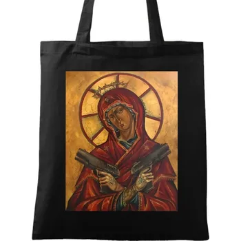Bavlněná taška Ochránkyně Panna Marie a Zbraně (Barva: Černá)