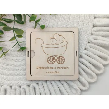 Dárková krabička Dárková krabička na peníze D-decor - gratulace k narození chlapečka