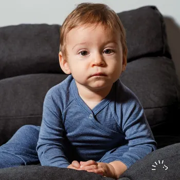 Kojenecký body PoPoLiNi Kojenecké body merino vlna modré s rukavičkami Vel. 74/80