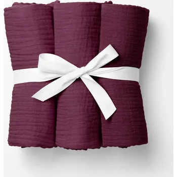 látková plena Mušelínová plena/dečka Nature MSN-044 Burgundská vínová - ZVÝHODNĚNÁ SADA 3 KS 120x120 cm - Sada 3 ks