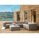 Zahradní sedací souprava béžová čalouněná rohová 7místná modulární levostranná s taburetem moderní styl Beliani