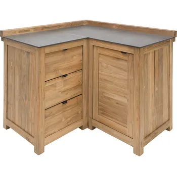 Kuchyňská skříňka Sunfun - Zoe K2107 - rohový kuchyňský modul, 120 × 92 × 120 cm, teakové dřevo, keramika