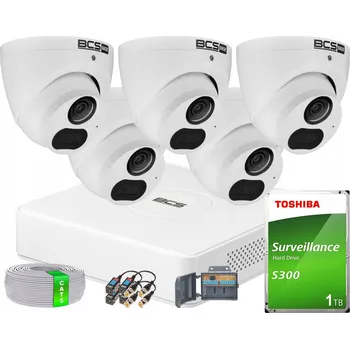 Bezpečnostní kamera Monitorovací sada s 5 analogovými kamerami BCS-B-EA15FSR4(2.0) 5MPx a 1TB diskem