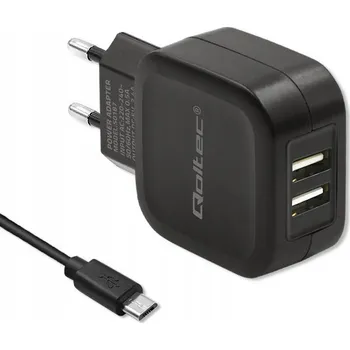 Qoltec Síťová nabíječka 5V 3.4A 17W 2xUSB s kabelem MicroUSB