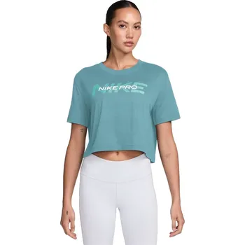 Dámské tričko Dámské funkční tričko s krátkým rukávem Nike W NK PRO SS CRP TEE FA24 W modré HF0762-464 - L | UK 6,5 | US 9