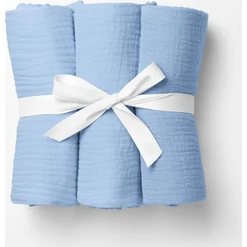 látková plena Mušelínová plena/dečka Nature MSN-039 Nebesky modrá - ZVÝHODNĚNÁ SADA 3 KS 120x120 cm - Sada 3 ks