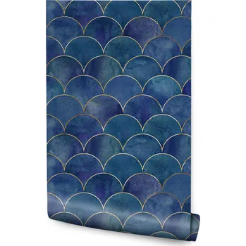 Fototapeta Ozdobná tapeta Modré Abstraktní VLNY Mořská panna