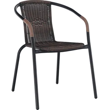 Zahradní židle DOREN — kov, umělý ratan, černá / hnědá, nosnost 150 kg Kondela