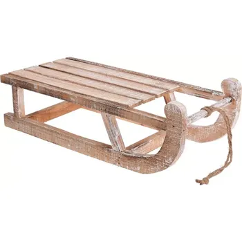 Vánoční dekorace Dekor Art Vánoční dřevěné sáně SNOWY hnědé 543851 50 x 16 x 24 cm