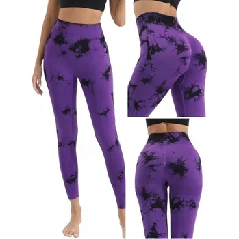 Dámské legíny Dámské legíny PUSH UP s vysokým pasem TIE-DYE Neon na cvičení, fitness - S