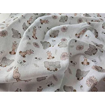 Kojenecká láhev PREM Látková plena s potiskem ZOO růžová Bavlna, 70/70 cm