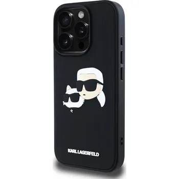 Pouzdro na mobilní telefon Zadní kryt Karl Lagerfeld 3D Rubber Double Heads pro Apple iPhone 16 Pro Max, černá