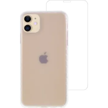 Pouzdro na mobilní telefon Divi 2v1 sada matného krytu a tvrzeného skla pro iPhone 11 - bílá