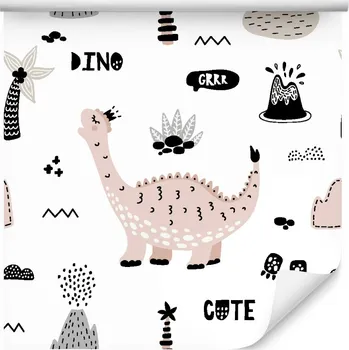 Tapeta Dětská tapeta na zeď – dinosauři, palmy, sopky